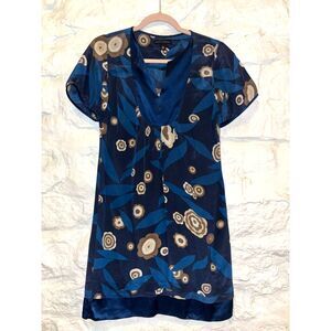 Banana Republic 100% Silk Floral Print Summer Dress Y2K Cottagecore Casual XS